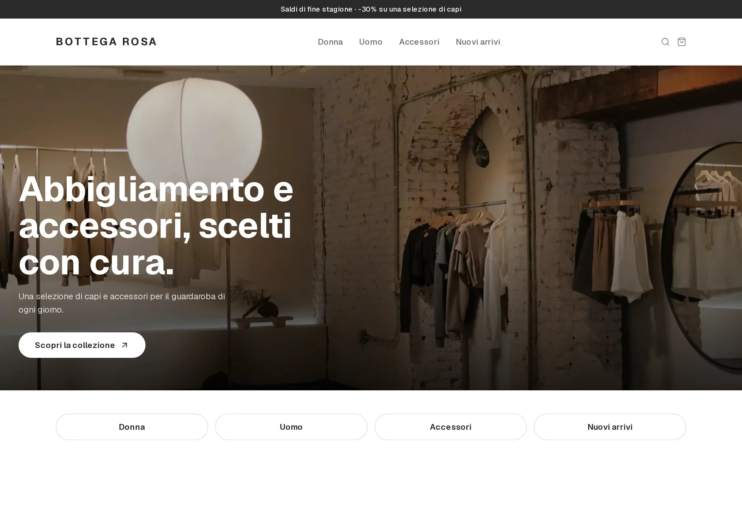 Il sito di Bottega Rosa